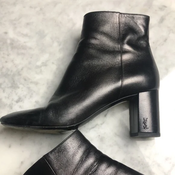 Yves Saint Laurent Women's Black Leather Ankle Boots - Picture 2 of 16
